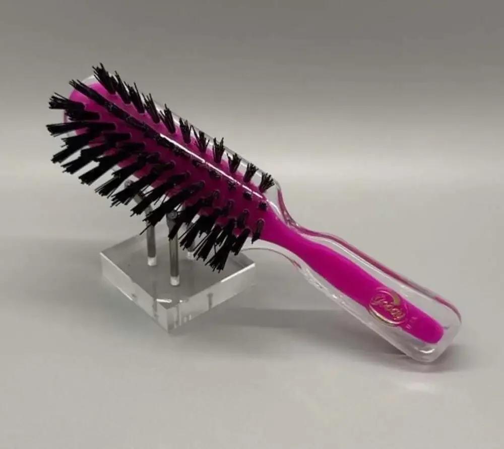 Goody USA Twin Tone 6” Magenta & Clear Nylon Bristle Hair Brush Travel Size Vtg